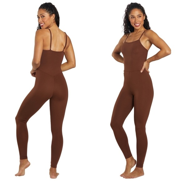 NWT GIRLFRIEND COLLECTIVE Brown Earth Cami Strappy Unitard Size XS - Picture 3 of 16
